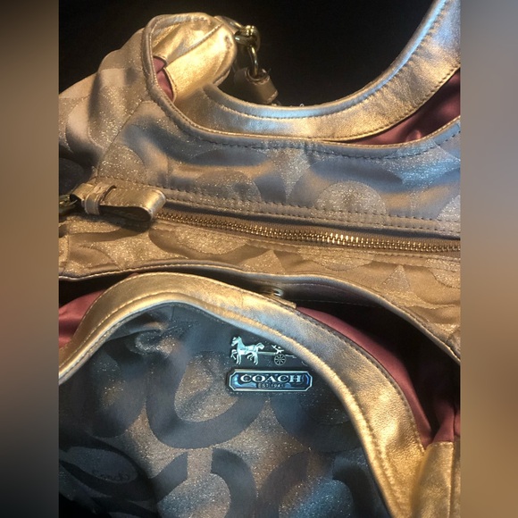 Coach Vintage Y2K Gold Sparkly Tan Signature Monogram Medium Satchel Bag… - Picture 11 of 14